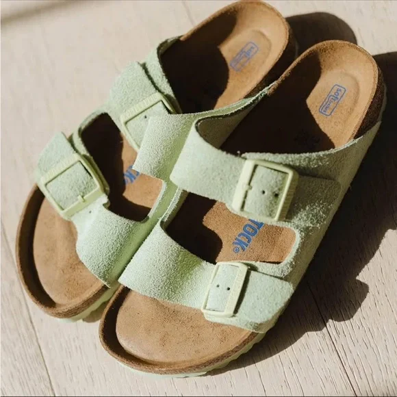 birkenstock faded lime suede leather arizona sandals - Picture 4 of 5